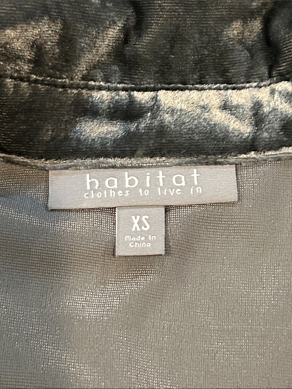 Habitat Velvet Button Down Tunic Blouse Top XS Olive Khaki Green Gray Lagenlook - Picture 6 of 15
